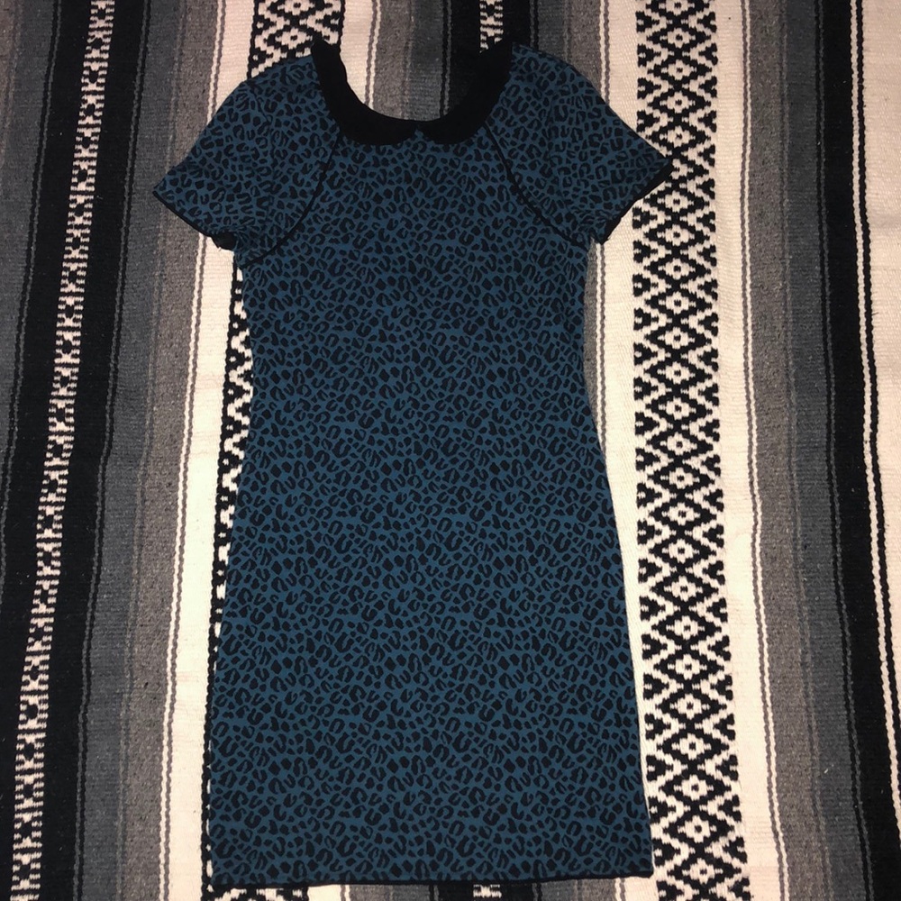 UO Cooperative Leopard Kitty Cake Dress Blue